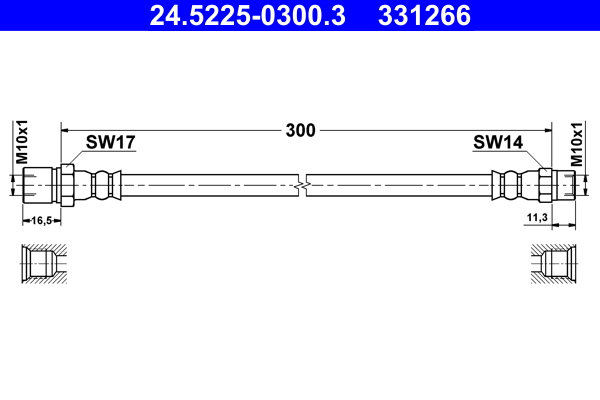 ATE 24.5225-0300.3 Fékcső, gumifékcső