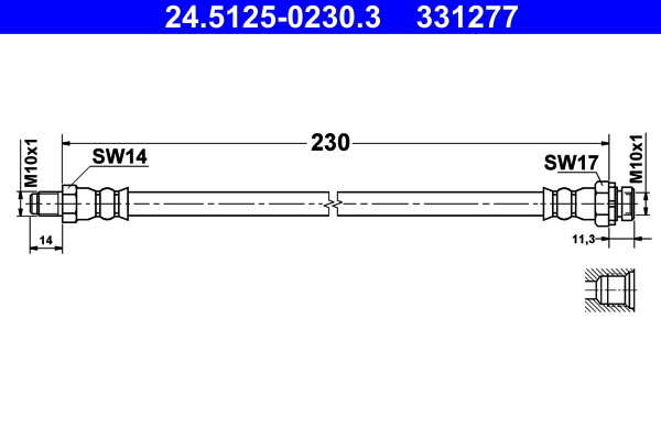 ATE 153331 24.5125-0230.3 - Fékcső, gumifékcső