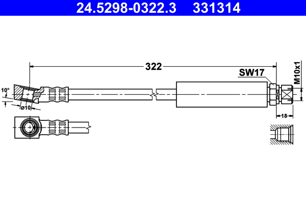 ATE 24.52980322.3 Fékcső, gumifékcső