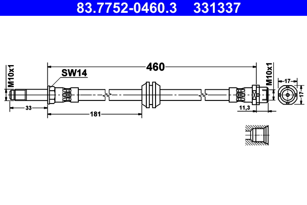 ATE 341379 83.7752-0460.3 - Fékcső, gumifékcső