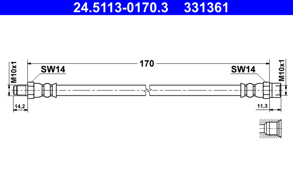 ATE 24.51130170.3 Fékcső, gumifékcső