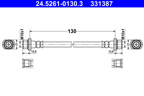 ATE 24.5261-0130.3 Fékcső, gumifékcső