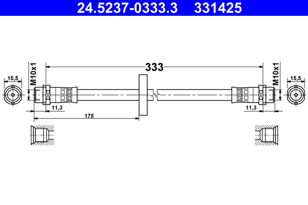 ATE 24.52370333.3 Fékcső, gumifékcső