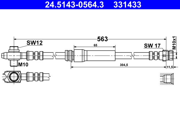 ATE 331433 Fékcső, gumifékcső