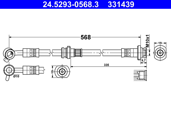 ATE 331439 Fékcső, gumifékcső