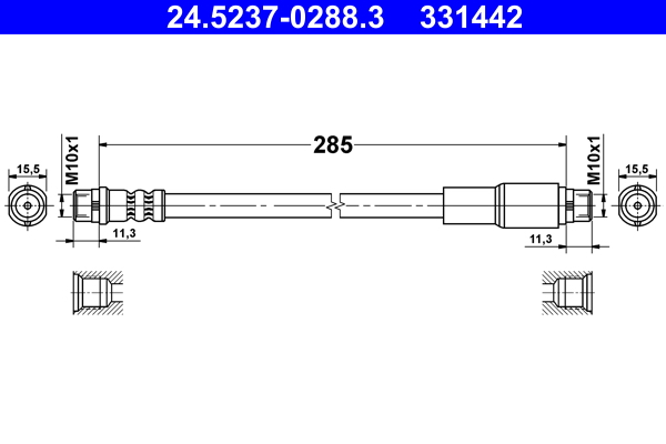 ATE 24.5237-0288.3 Fékcső, gumifékcső