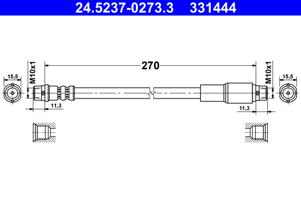 ATE 24.5237-0273.3 Fékcső, gumifékcső