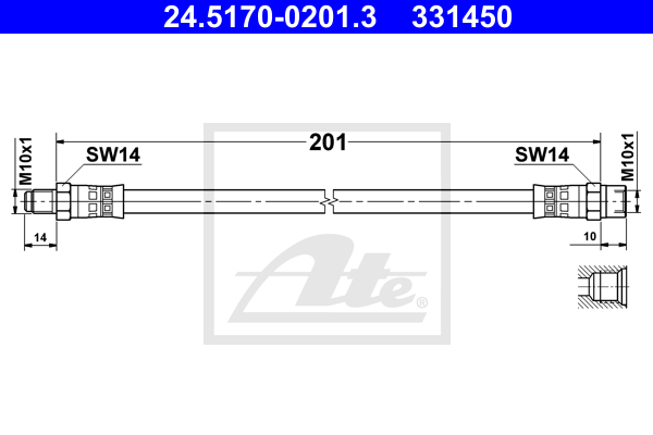 ATE 24.51700201.3 Fékcső, gumifékcső