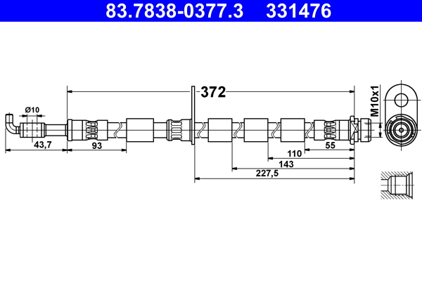 ATE 400701 83.7838-0377.3 - Fékcső, gumifékcső