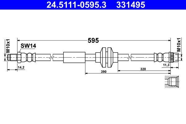 ATE 24.5111-0595.3 Fékcső, gumifékcső