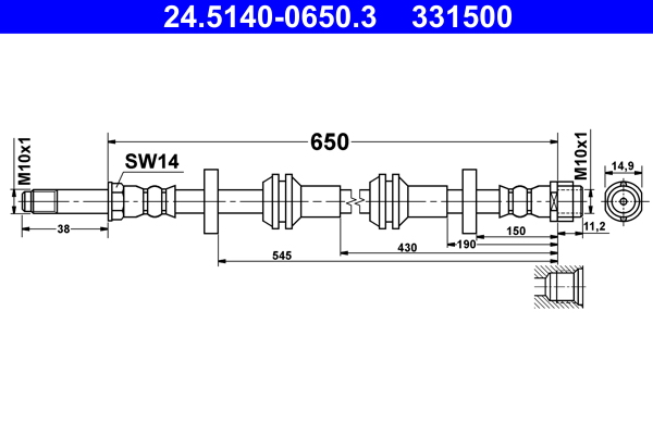 ATE 24.51400650.3 Fékcső, gumifékcső