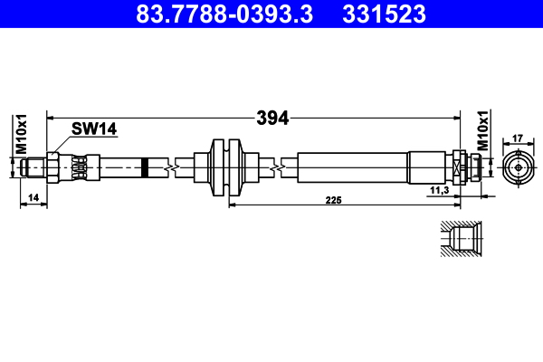 ATE 306769 83.7788-0393.3 - Fékcső, gumifékcső