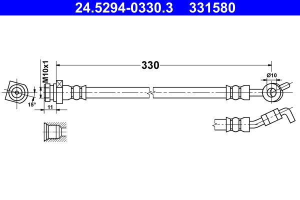 ATE 24.5294-0330.3 Fékcső, gumifékcső