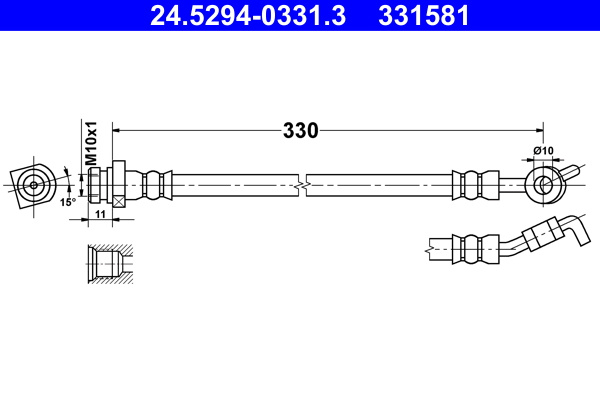 ATE 24.5294-0331.3 Fékcső, gumifékcső