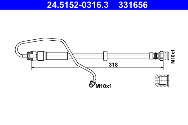 ATE 24.5152-0316.3 PRZEWÓD HAM. ELAST. AUDI P. A4/A5 1,4-3,0 QUATTRO 15- LE