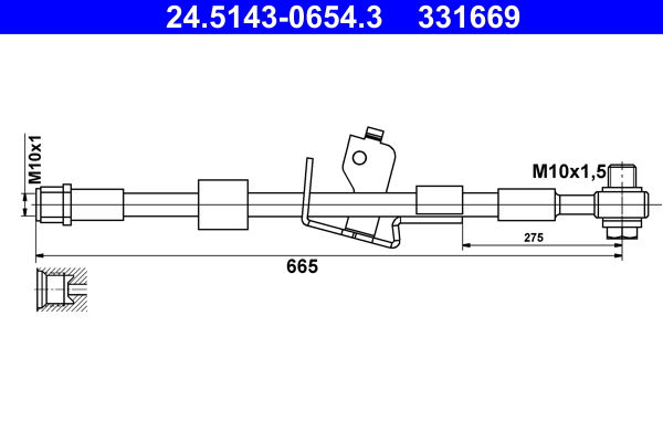 ATE 24.5143-0654.3 PRZEWÓD HAM. ELAST. CHEVROLET T. CRUZE/ORLANDO 1,4-2,0 09- LE