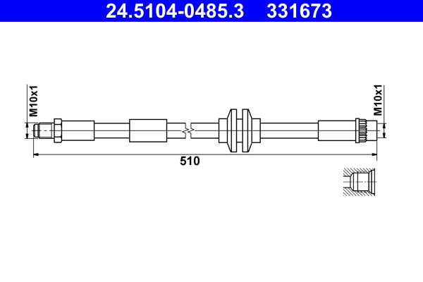 ATE 24.5104-0485.3 PRZEWÓD HAM. ELAST. RENAULT P. TWINGO 0,9-1,0 14- LE/PR