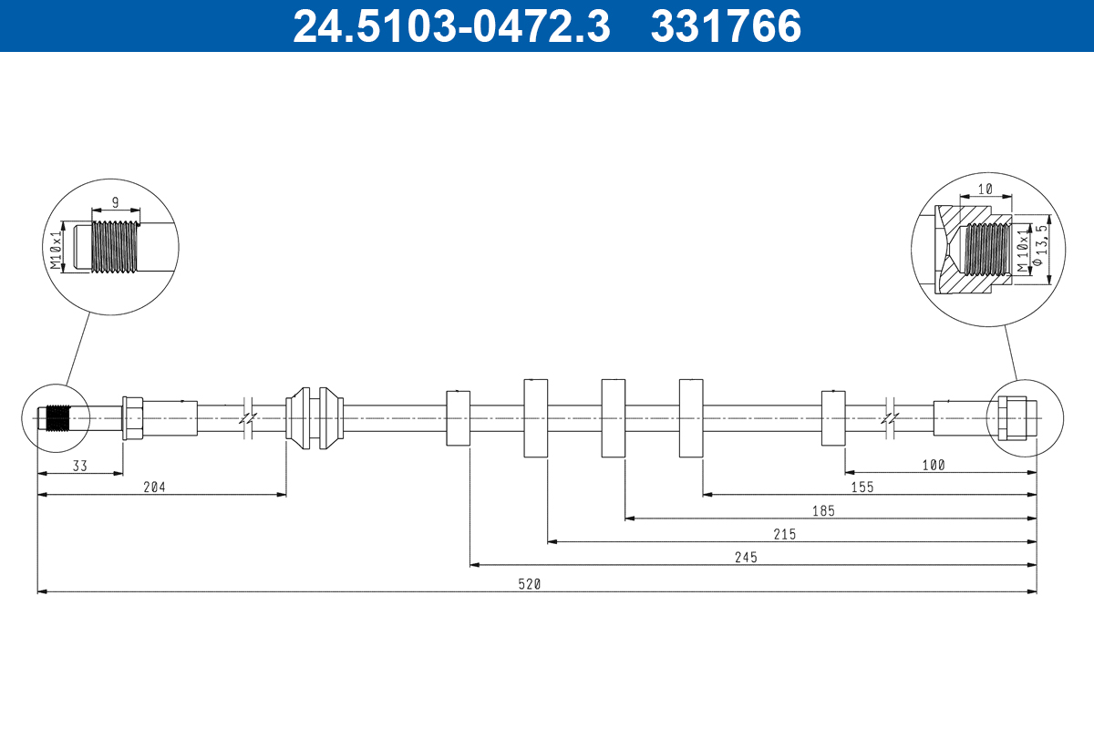 ATE 24.5103-0472.3 PRZEWÓD HAM. ELAST. AUDI P. A4/A5 1,8-4,2 07-17 LE/PR