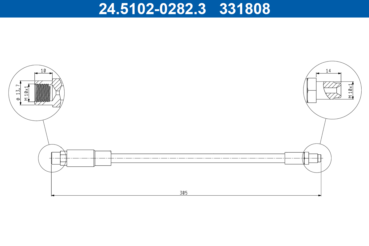 ATE 24.5102-0282.3 PRZEWÓD HAM. ELAST. AUDI T. A8 2,5 TDI/2,8 94-98 LE/PR