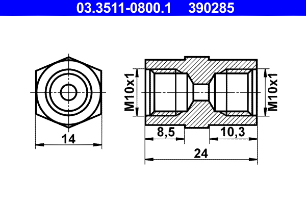 ATE 03.3511-0800.1 adapter, fékcső