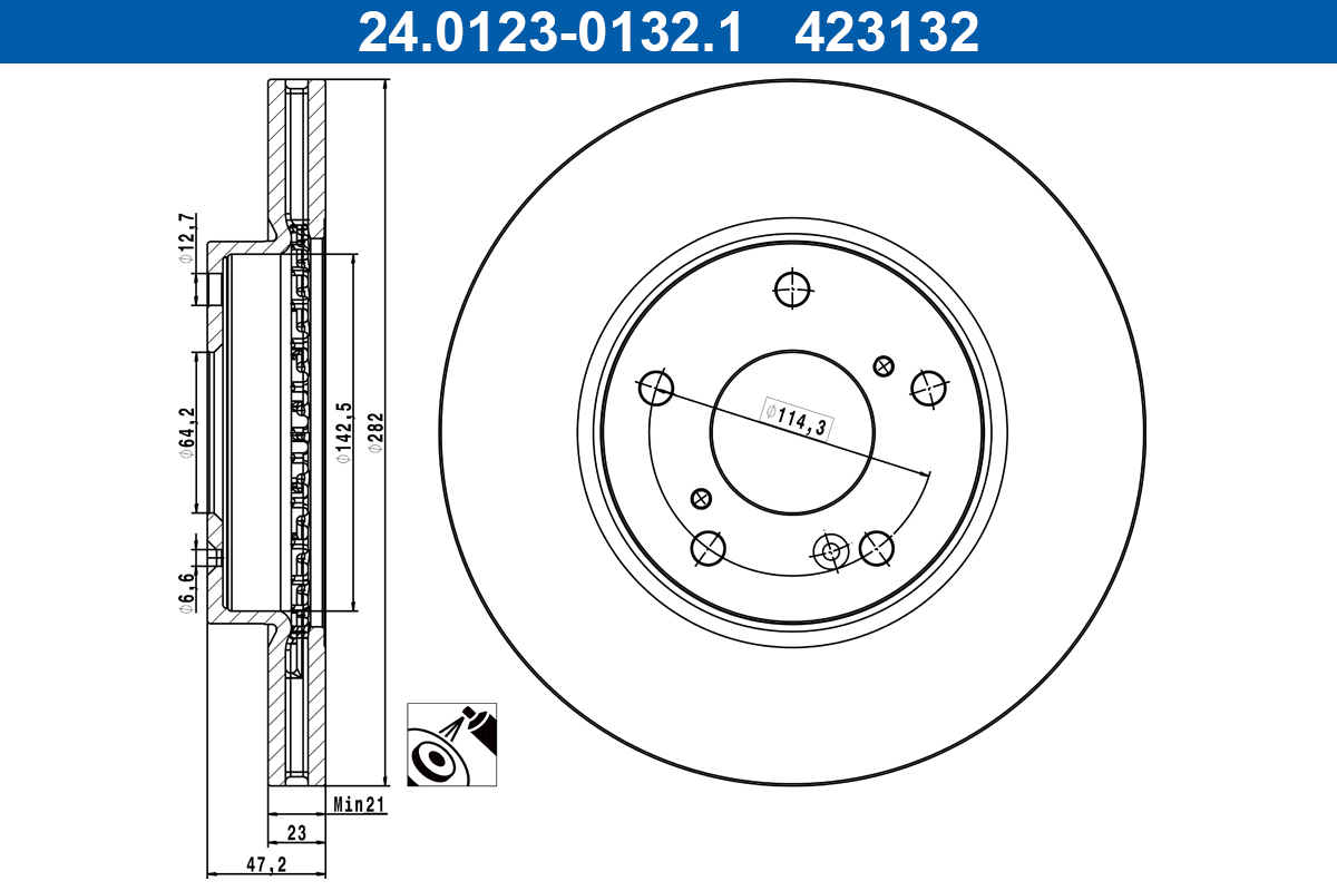 ATE 585217 24.0123-0132.1 DISK PLO?A HONDA 24.0123-0132.1 PR.CIVIC X 1.0 VTEC 06 -> D282/23