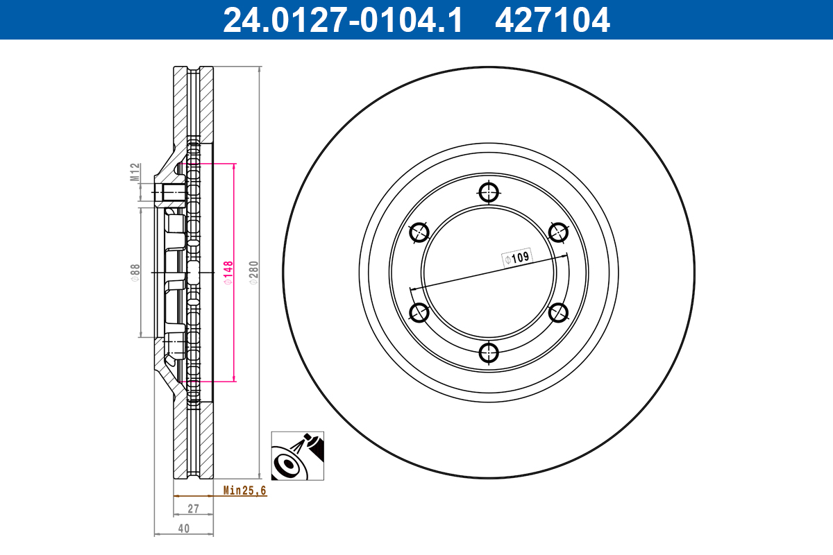 ATE ATE24.0127-0104.1 Féktárcsa