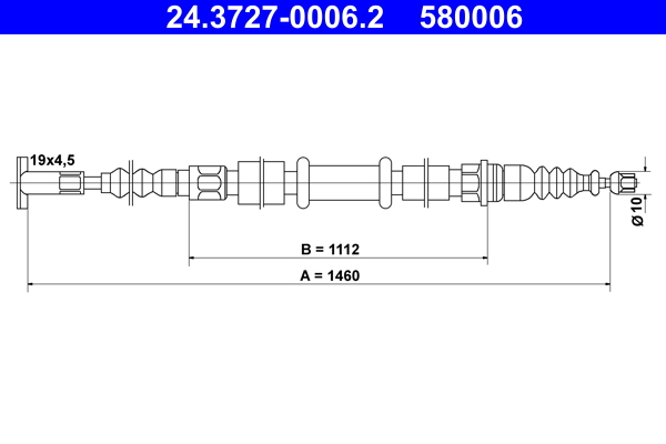 ATE 228929 24.3727-0006.2 - Kézifék bowden, kézifék kötél