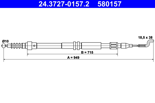 ATE 302256 24.3727-0157.2 - Kézifék bowden, kézifék kötél