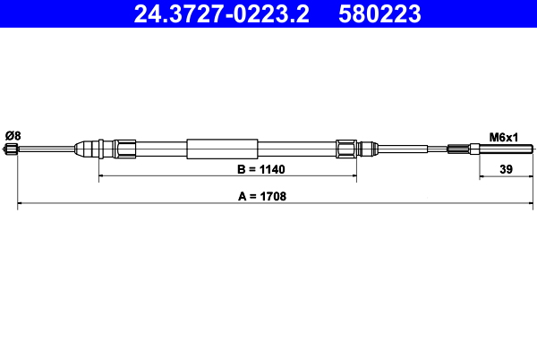 ATE 73593 24.3727-0223.2 - Kézifék bowden, kézifék kötél