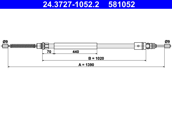 ATE 24.37271052.2 Kézifék bowden, kézifék kötél