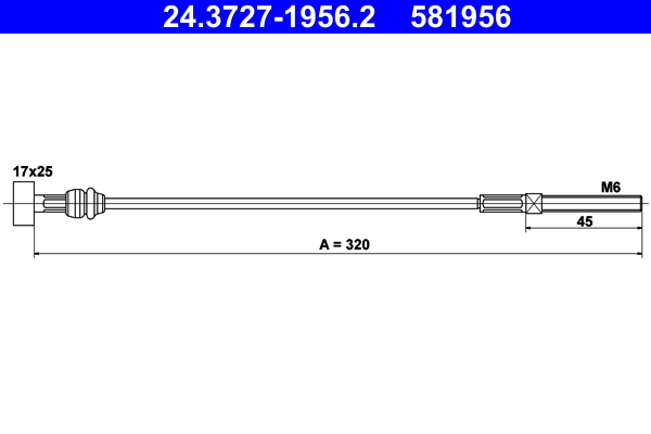 ATE 398625 24.3727-1956.2 - Kézifék bowden, kézifék kötél