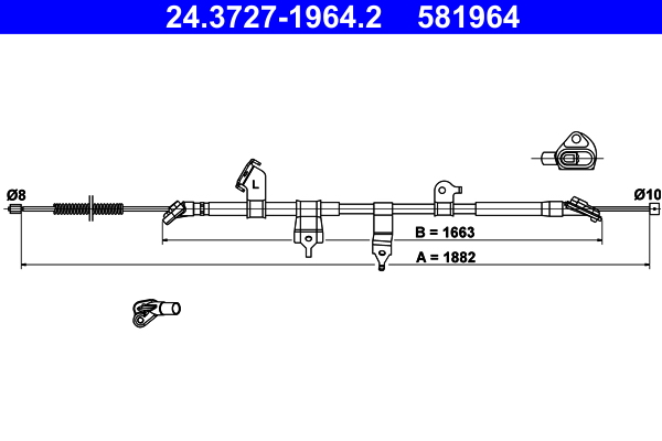 ATE 398626 24.3727-1964.2 - Kézifék bowden, kézifék kötél