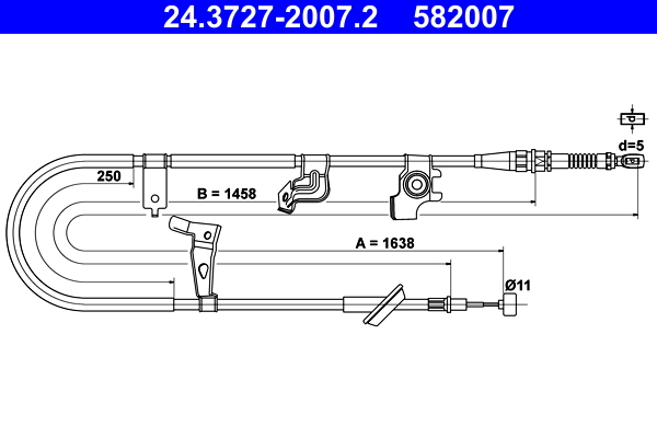 ATE 398629 24.3727-2007.2 - Kézifék bowden, kézifék kötél