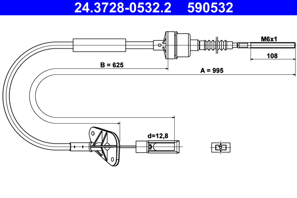 ATE 24.3728-0532.2 Kuplungkötél, kuplungbowden