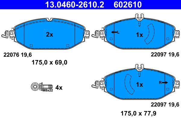 ATE 1001502013 13.0460-2610.2 - Első fékbetét készlet