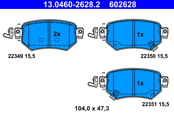 ATE 13.0460-2628.2 Fékbetét készlet, tárcsafék