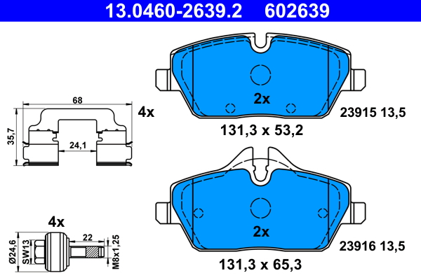 ATE 13.0460-2639.2 KLOCKI HAM. BMW P. I3 ELECTRIC 13-