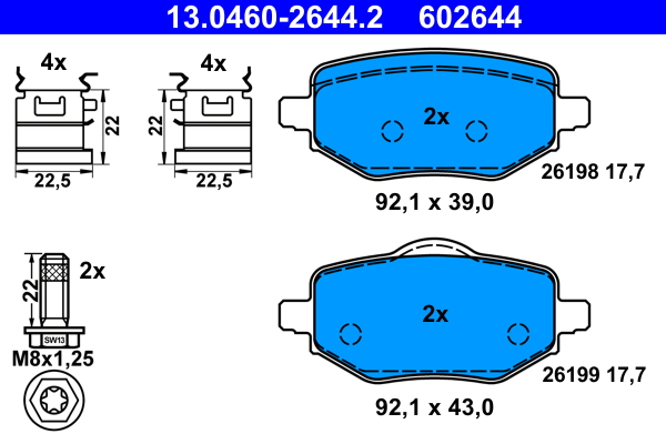 ATE 13.0460-2644.2 KLOCKI HAM. CITROEN T. C4 1,2/1,5 BLUEHDI 20-