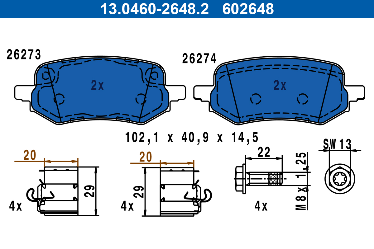 ATE 13.0460-2648.2 fékbetétkészlet, tárcsafék