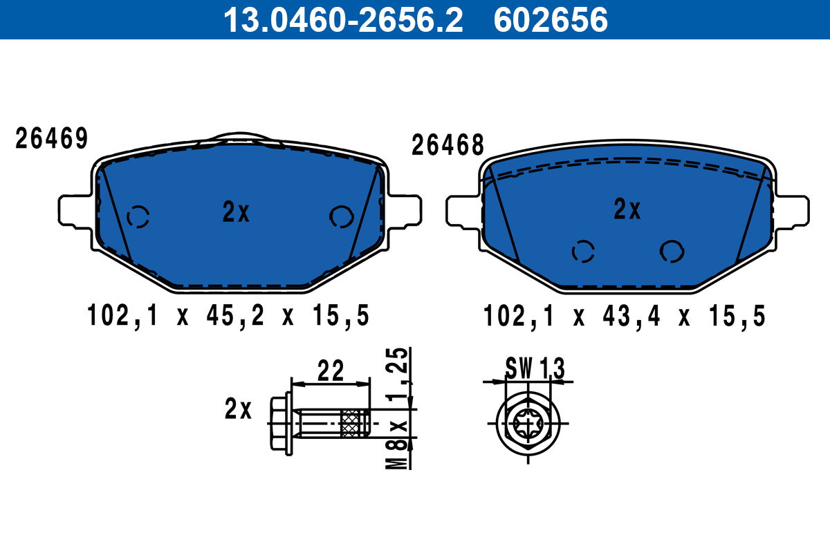 ATE 473176 13.0460-2656.2 DISK PL RENAULT 13.0460-2656.2 ZAD.CAPTUR II,MEGANE IV 1.6 E-TECH 21->