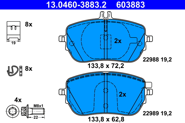 ATE 13.0460-3883.2 fékbetétkészlet, tárcsafék