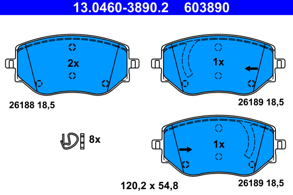 ATE 13.0460-3890.2 KLOCKI HAM. DACIA P. LOGAN/SANDERO 1,0 TCE 21-