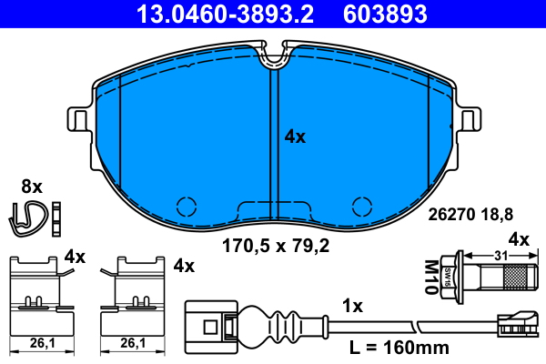 ATE 458174 13.0460-3893.2 DISK PL VW 13.0460-3893.2 PR. TRANSPORTER VI,MULTIVAN VI 2.0 TDI 20->S PRIBOROM I IND