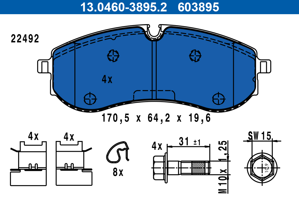 ATE 13.0460-3895.2 fékbetétkészlet, tárcsafék