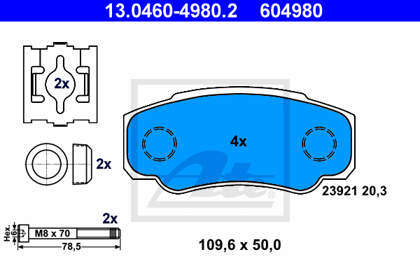 ATE 13.0460-4980.2 Fékbetét készlet, tárcsafék