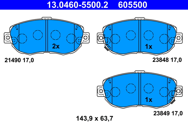 ATE 13.0460-5500.2 Fékbetét készlet, tárcsafék