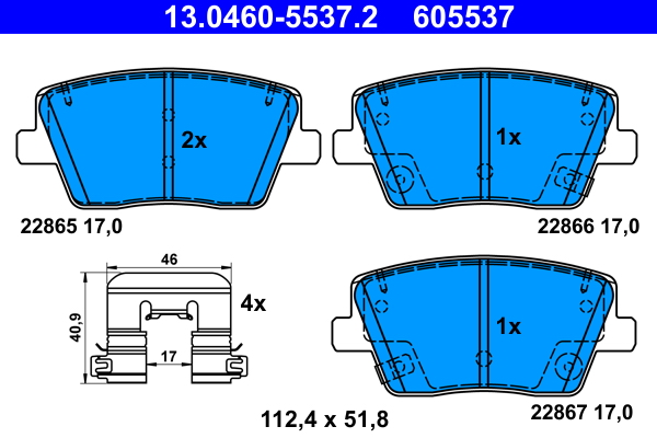 ATE 13.0460-5537.2 KLOCKI HAM. HYUNDAI T. I30 2,0 17-