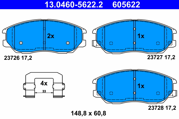 ATE 151670 13.0460-5622.2 - Fékbetét