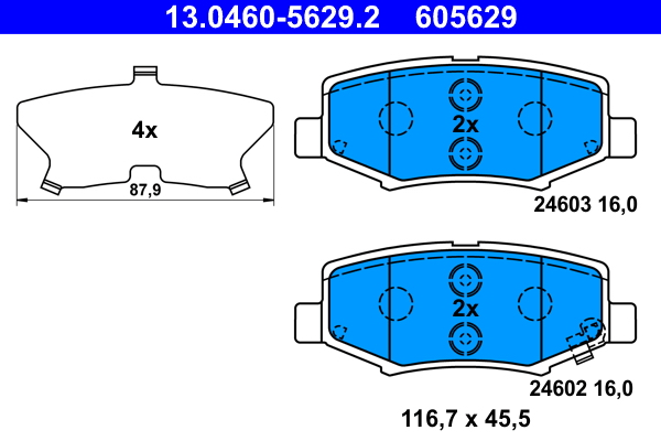 ATE 206703 13.0460-5629.2 - Fékbetét