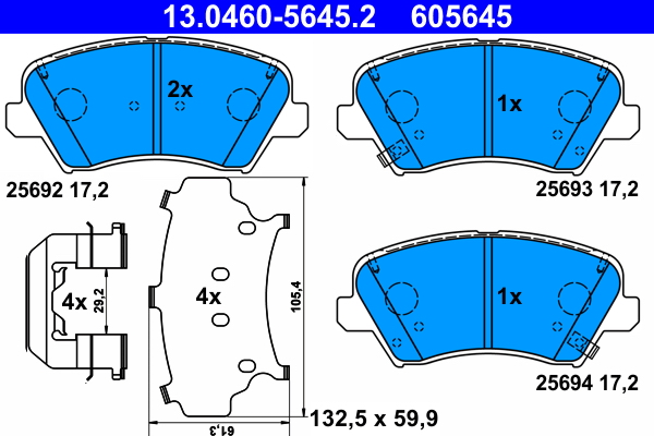 ATE 206708 13.0460-5645.2 - Fékbetét